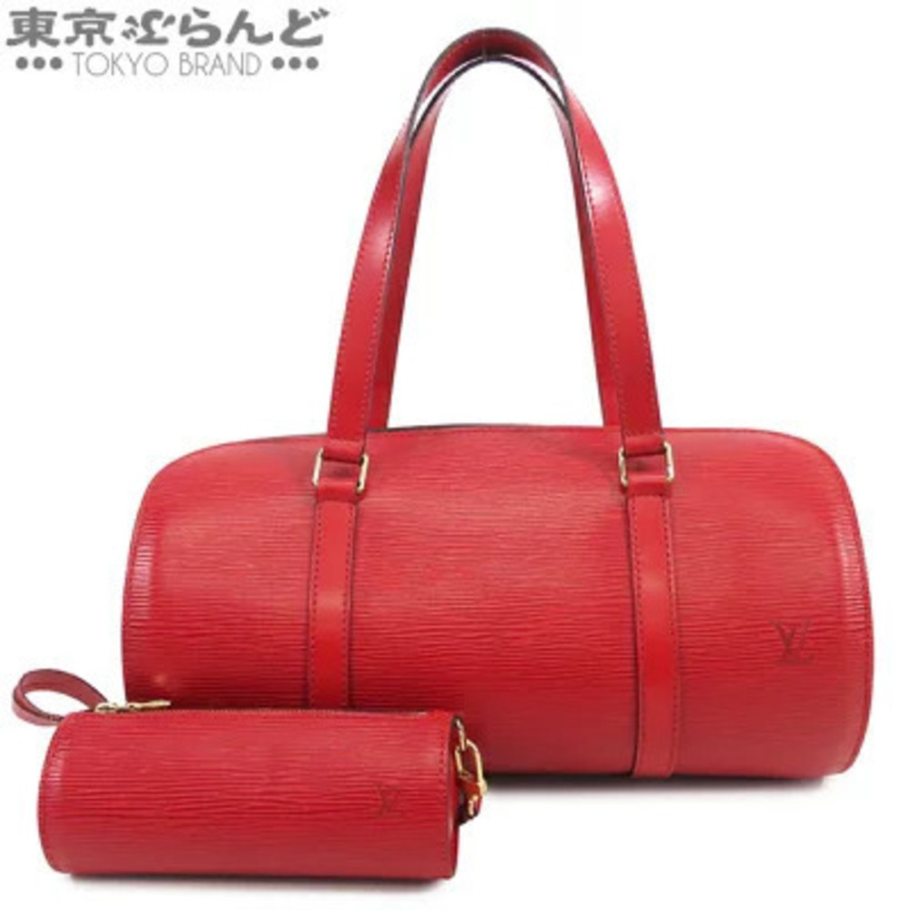 Louis Vuitton Soufflot Handbag Epi Leather Pouch Clutch Castilian Red